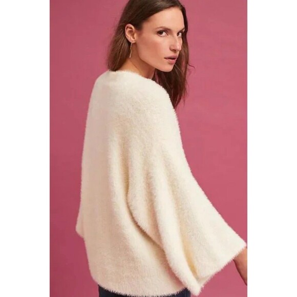 Sleeping On Snow Women OS Cozy Nights Fuzzy Kimono Cardigan Eyelash Knit Ivory - Picture 2 of 11